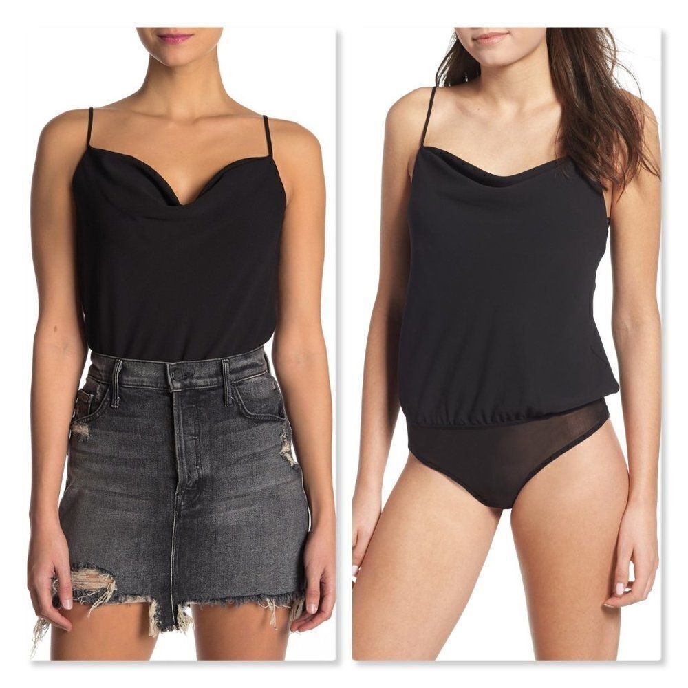 ASTR Cowl Neck Bodysuit sz XS in Black